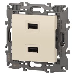 14-4110-02 ЭРА Устройство зарядное USB, 230В/5В-2100мА, IP20, Эра Elegance, сл.кость | Эра Elegance