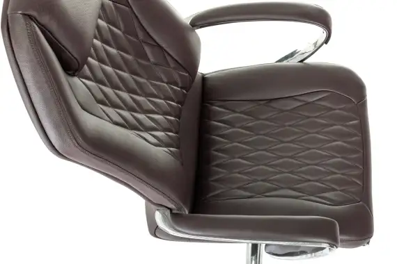 Кресло руководителя Бюрократ _Aura коричневый кожа крестов. алюминий