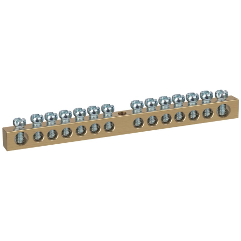 Шина ЭРА NO-122-17 PEN земля-ноль 6х9мм 14/1 латунная с креплениями по центру