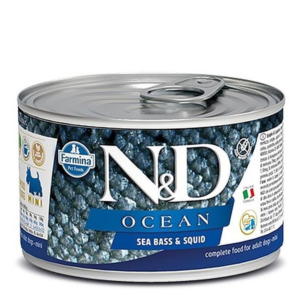 ND Dog OCEAN Sea Bass &amp; Squid MINI / Морской окунь с кальмаром для собак мел. пород 140г