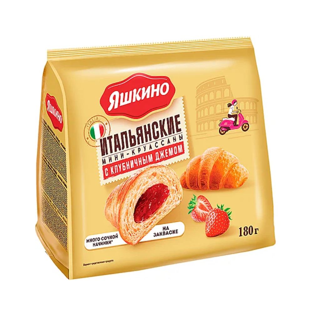 Мини круассаны с клубничным джемом Яшкино 180 гр