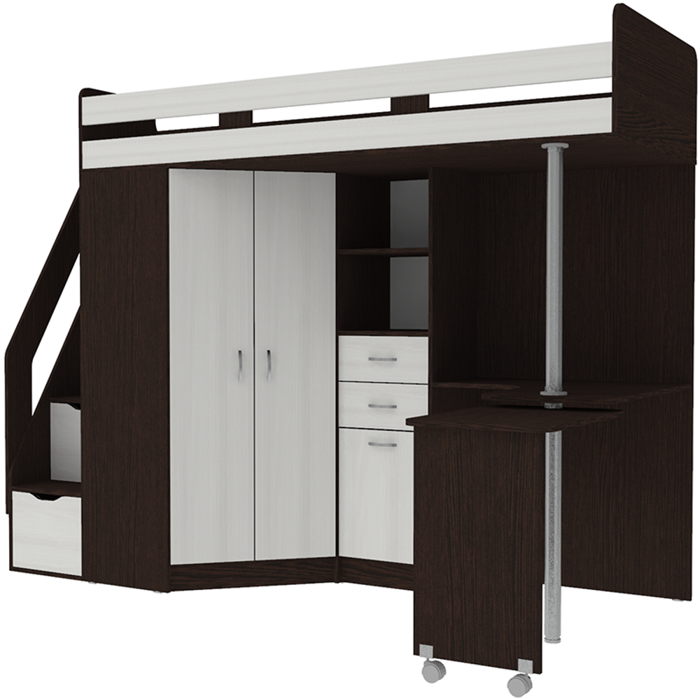 Кровать-чердак КарИВи Мийа Люкс Венге Белое Дерево