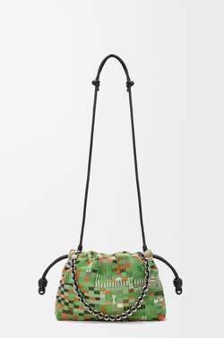 Loewe Сумка-клатч Flamenco среднего размера вышитая тканью, зеленый
