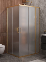 Душевой уголок Cezares MOLVENO-AH-21-90+20-P-BORO, 110х90х195, профиль брашированное золото, стекло Punto матовое