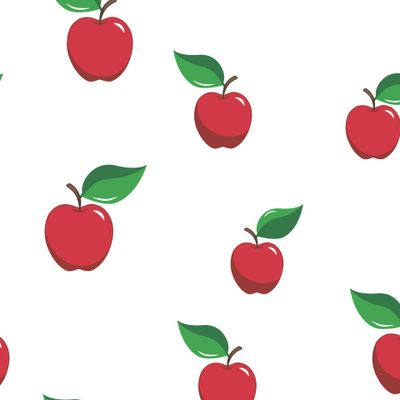 Красные большие яблоки с листьями на белом фоне