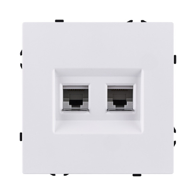 Розетка двойная Ethernet RJ45 Cat.6, белый глянцевый Kollinger Eclipse EC-018WG