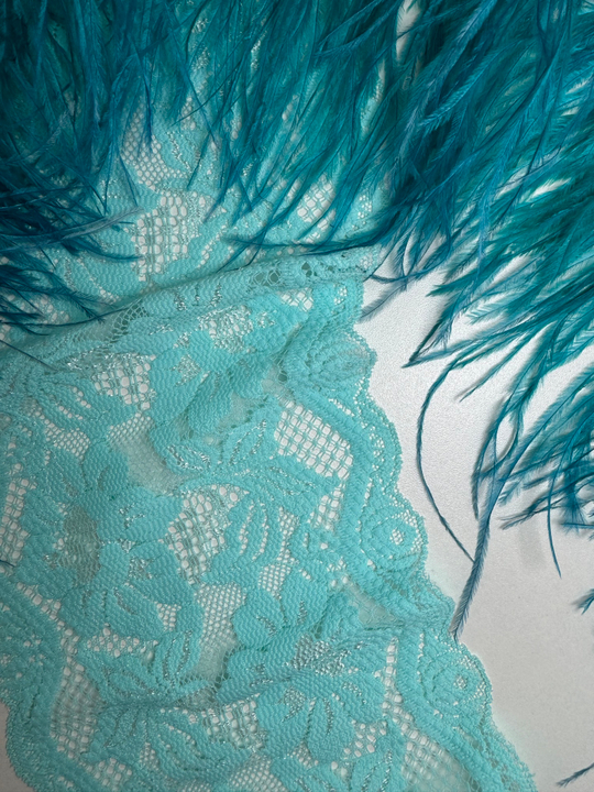 Кружево бирюза светлая, 14см стрейч IFS