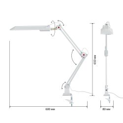 Настольный светильник ЭРА NL-201-G23-11W-W с лампой PL на струбцине белый