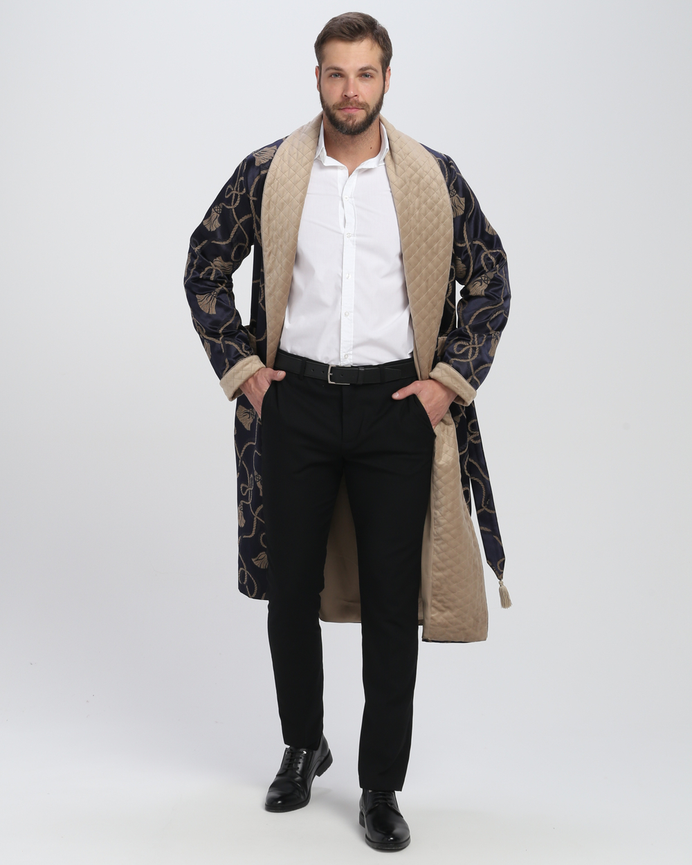 Халат жаккардовый со стеганными бортами