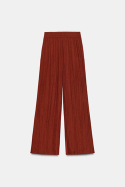 ZARA ШИРОКИЕ СТРУЯЩИЕСЯ БРЮКИ, ТЕРРАКОТОВЫЙ