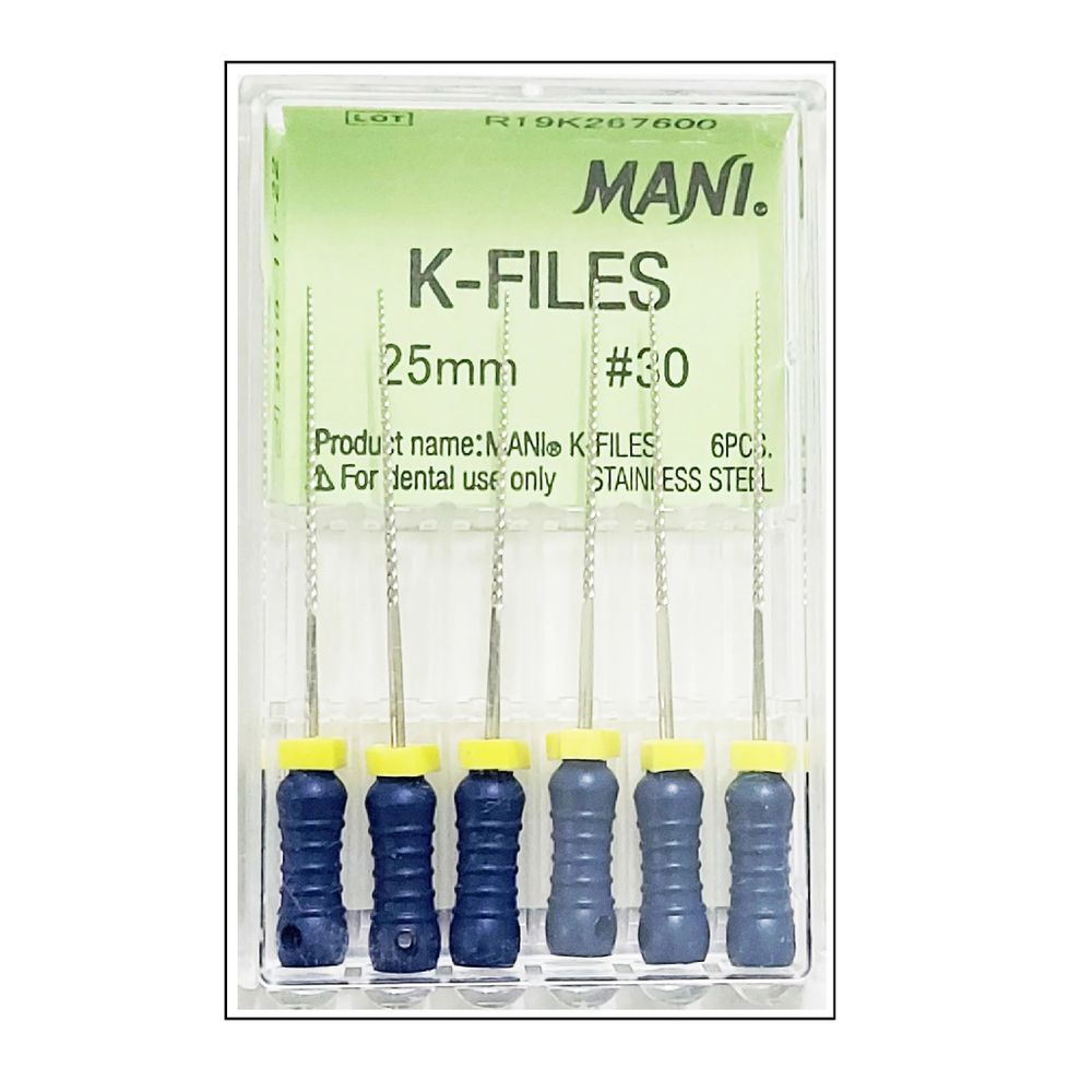 K-Files №30 (25мм) Mani К-Файлы (6шт.) Мани, каналорасширители ручные, эндодонтические