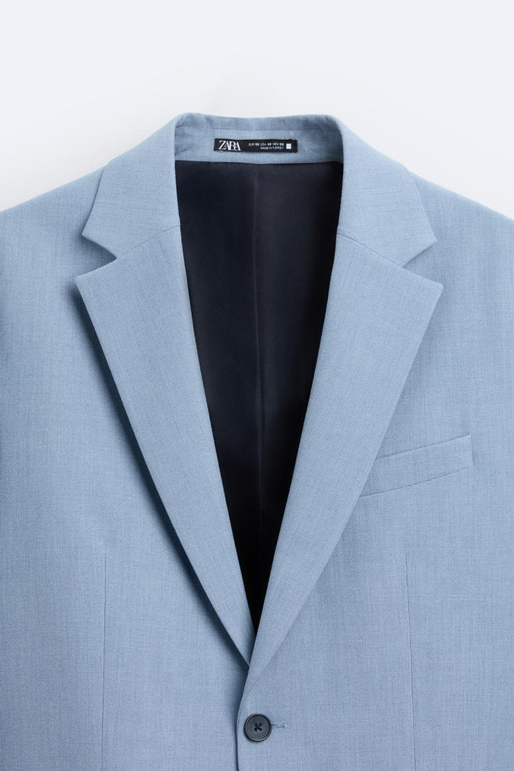 ZARA КОСТЮМНЫЙ ПИДЖАК ИЗ РЕЛЬЕФНОЙ ТКАНИ, НЕБЕСНО-ГОЛУБОЙ