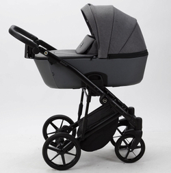 Детская коляска Adamex Mobi 2 в 1 M-PS108 Темно-серый, Кожа