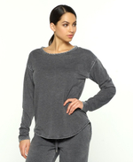 Кофта удлиненного кроя со спущенным плечом (Размер: L) (Цвет: серый)