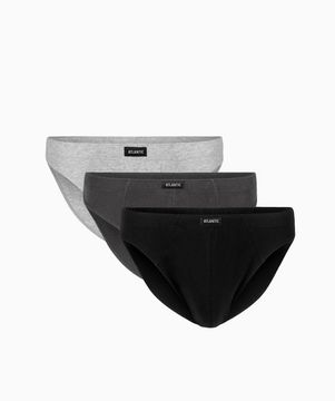 Мужские трусы (3шт) слипы спорт Atlantic  3BMP-322, черный+серый+графит