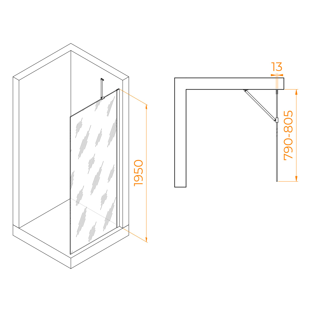 Душевая перегородка RGW WA-110W (Прозрачное, 800)