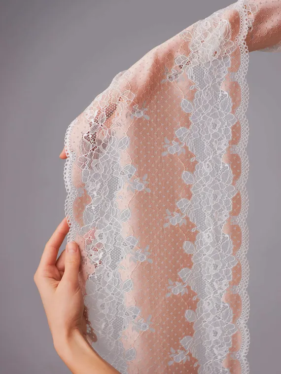 03-287 ОПТ Кружево эластичное 22 см, нюд/айвори