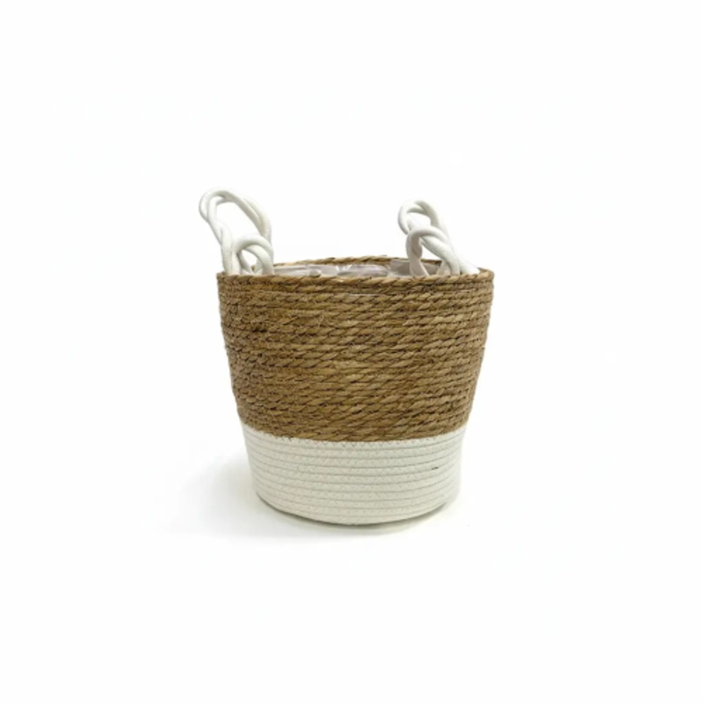 Корзина 30х25см Набор 3шт Рогоз с ручкой (Натуральный)