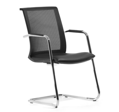 SKIN Кресло на полозьях, кожа ЧЕРНЫЙ/ХРОМ