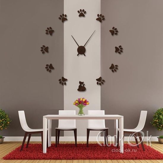 Настенные 3D часы Кошачьи лапки