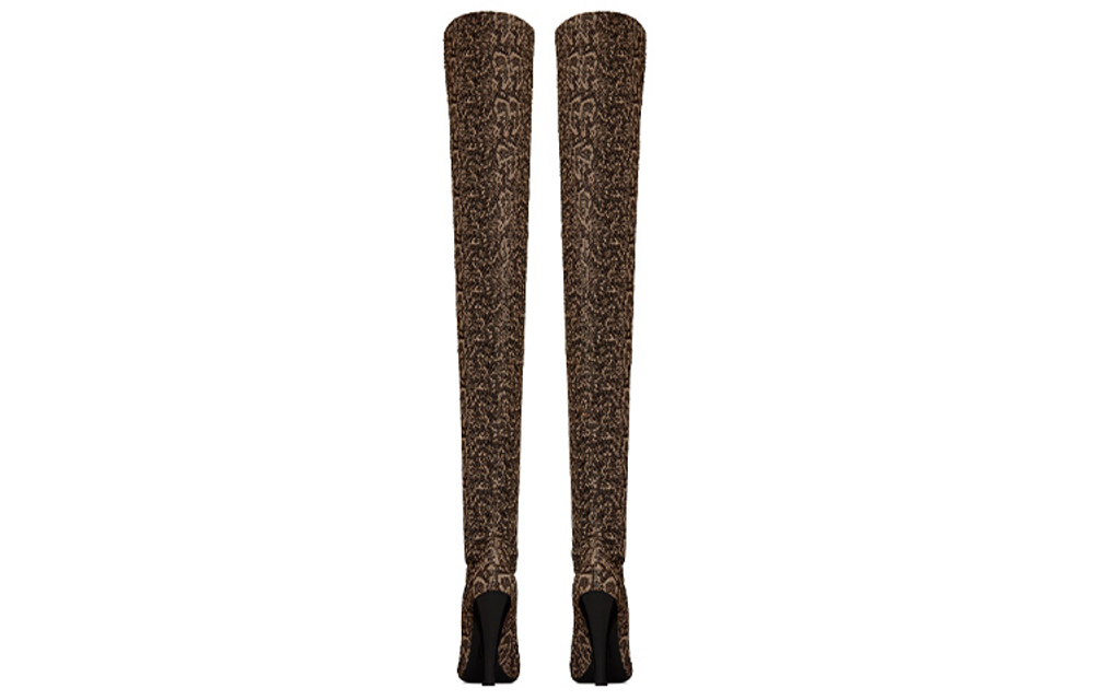 SAINT LAURENT 68 PYTHON Over the knee Boots Women"s Beige