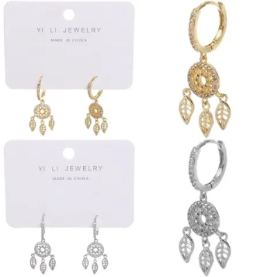 Серьги из гиппоалергенного металла со стразами «ПАЛУМНА», ловец снов, цвет золото и серебро, 3,5см