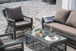 "Гранд Латте" лаунж-зона из искусственного ротанга, цвет графит