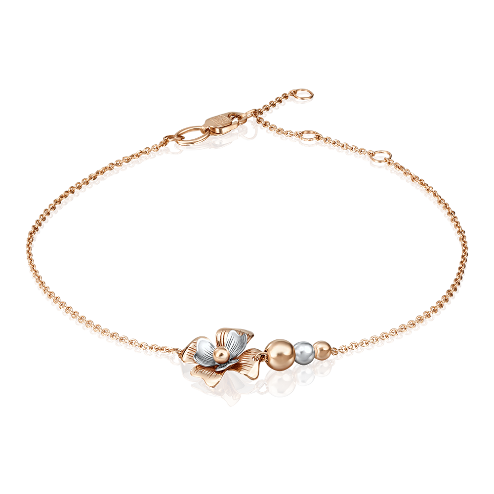 Браслет «Цветок» из комбинированного золота