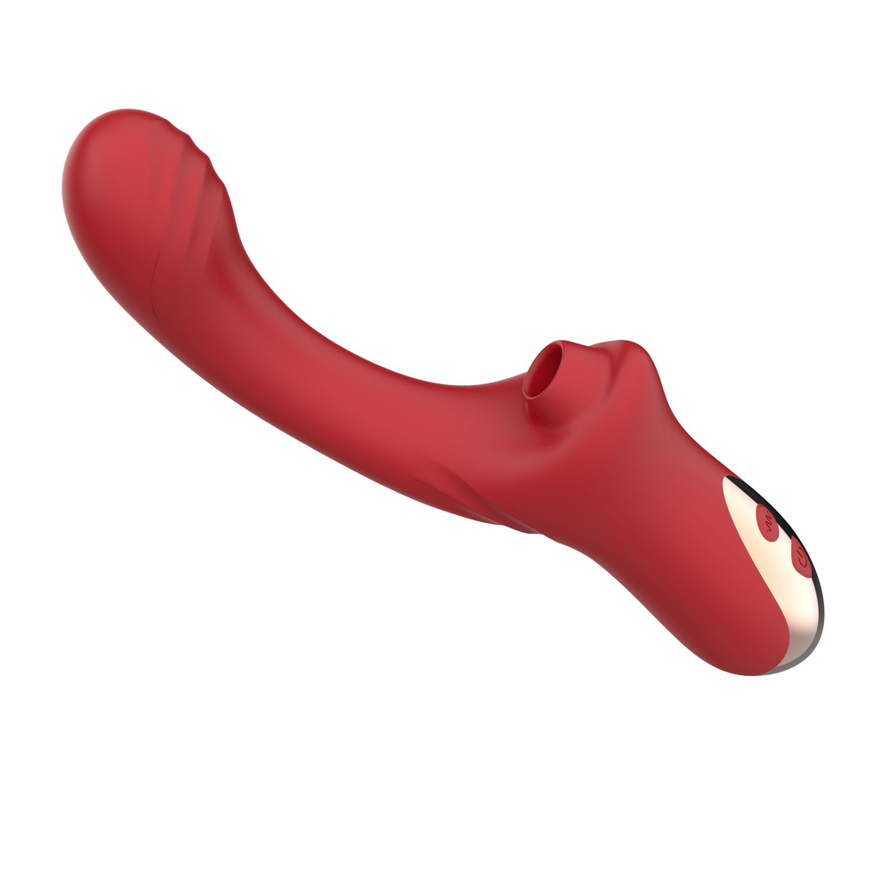Красный вагинально-клиторальный вибратор Secwell 15,5 см