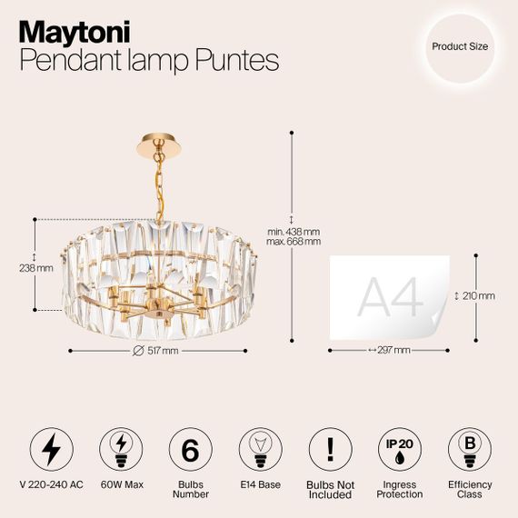 Подвесная люстра Maytoni Puntes MOD043PL-06G
