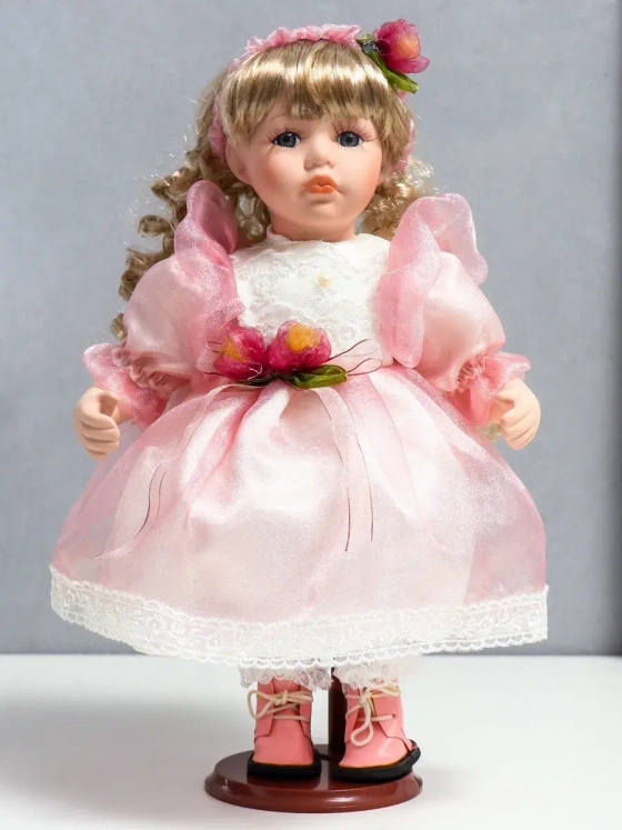Кукла керамическая фарфоровая Флора в платье 30 см