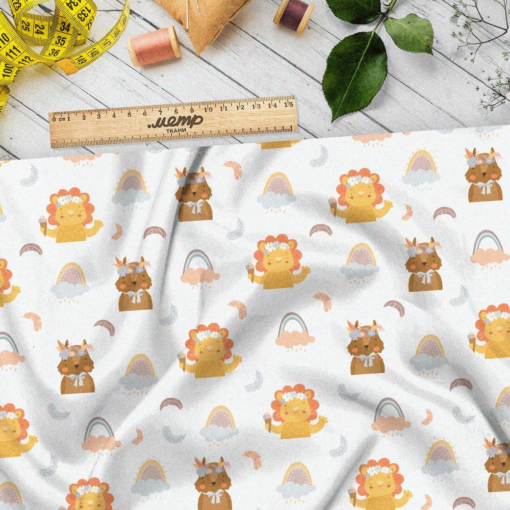 Ткань блэкаут зверята в облаках