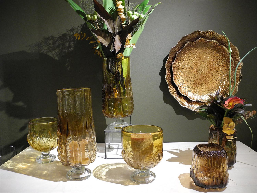 Ваза стеклянная 22см Rasteli Амбра марроне