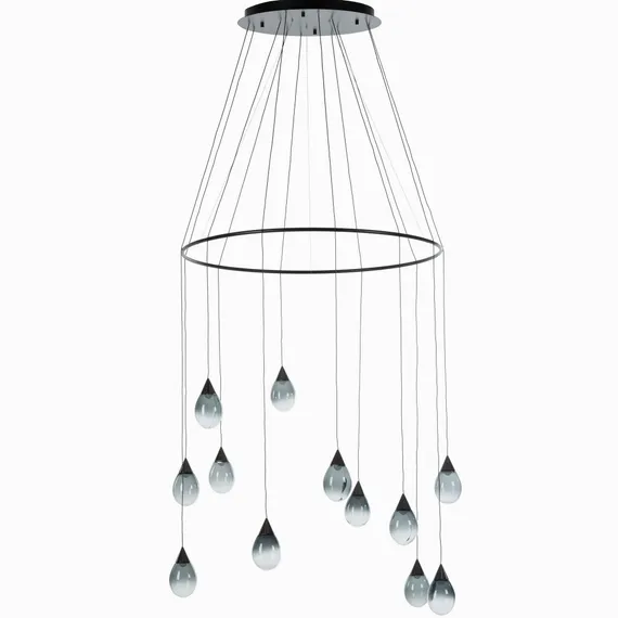 Подвесной светильник Rain Ø100 см, дымчатый, чёрный глянец