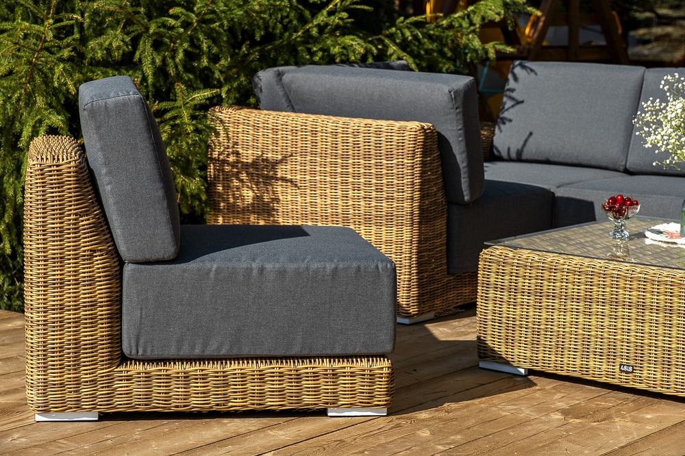 "Капри" трансформирующаяся лаунж-зона из искусственного ротанга, цвет соломенный