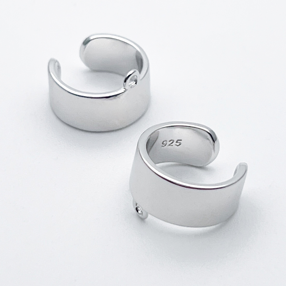 Кафф с родиевым покрытием, размер 12 мм, цена за 1 шт