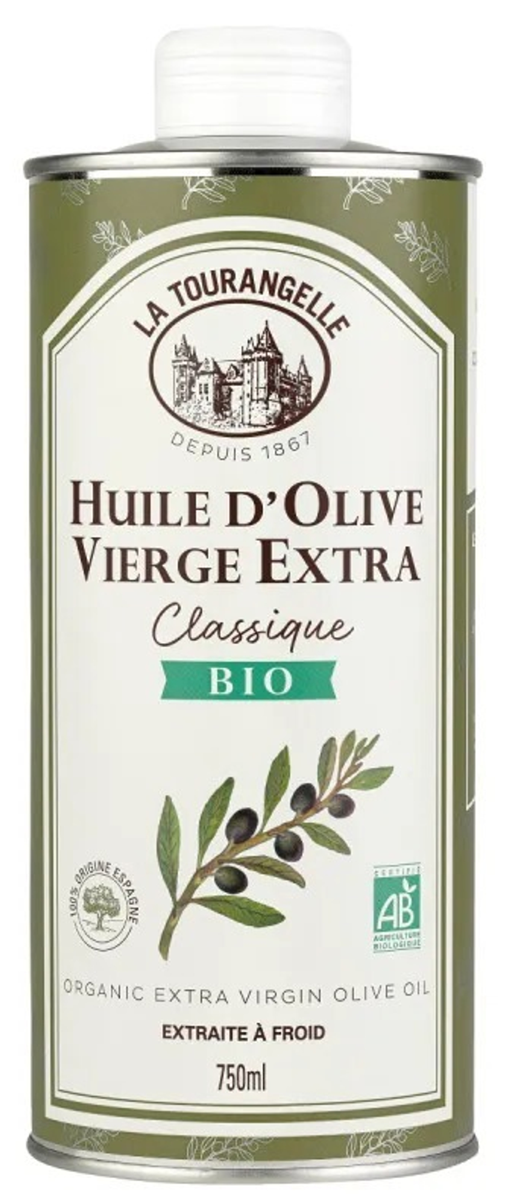 Оливковое масло, 750 ml, Extra Virgin, первого холодного отжима, нерафинированное, La Tourangelle