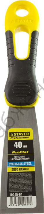 STAYER ProFLat 40 мм х-образное профилированное полотно облегченная двухкомпонентная ручка, нержавеющий, Шпатель, PROFESSIONAL (10045-04)