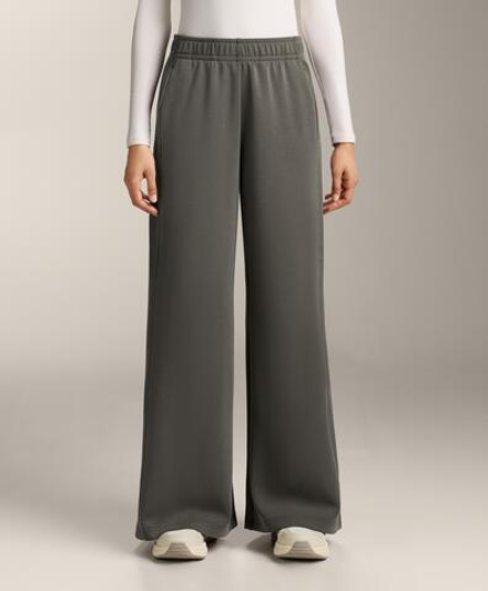 OYSHO Широкие прямые брюки с ребристой отделкой по бокам и ворсистым модалом, угольный