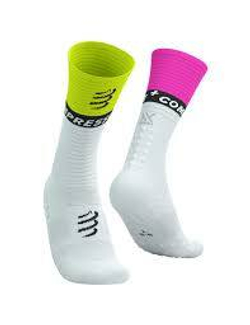 Носки Mid Compression White/Safe Yellow/Neo Pink)