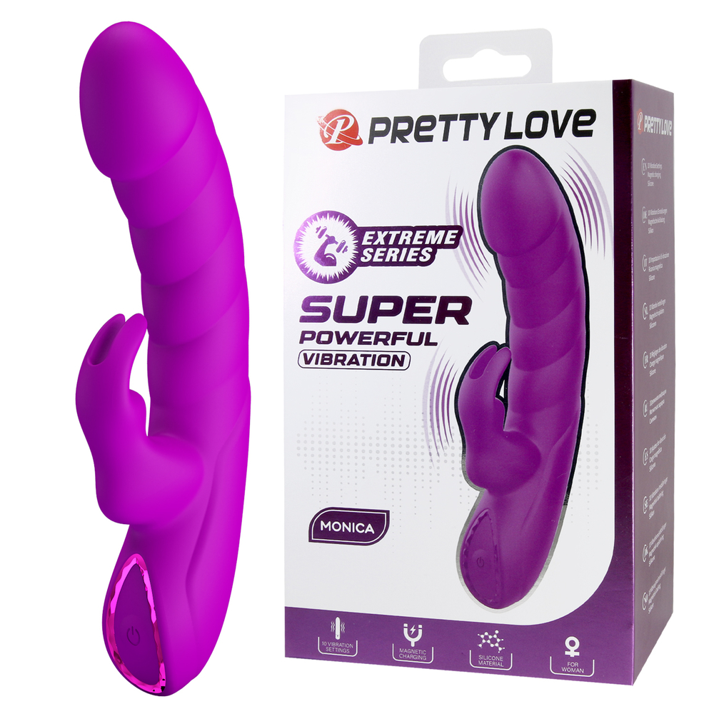 Вибратор Extreme Series с клиторальным стимулятором фиолетовый из силикона PRETTY LOVE BW-500103