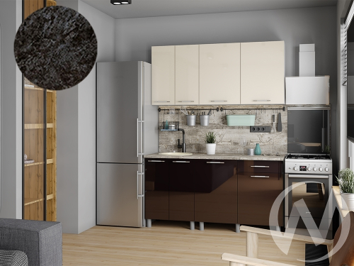 Кухня Нора 1.6м (корпус белый/ваниль; горький шоколад) 26мм кастилло темный