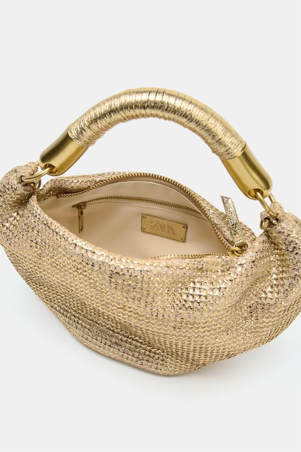 ZARA СУМКА С МЕТАЛЛИЧЕСКИМ БЛЕСКОМ, ЗОЛОТИСТЫЙ