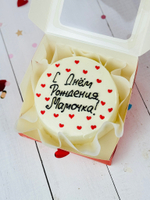 Бенто торт для мамы «с днём рождения, мамочка» с сердечками