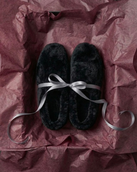 Балетки из натурального меха черный