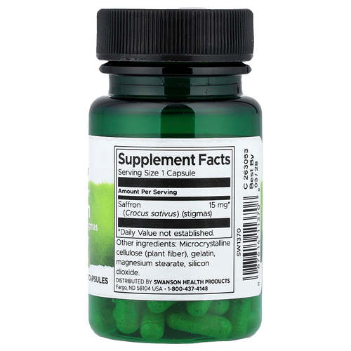 Swanson Vitamins, Full Spectrum®, шафран, 15 мг, 60 капсул