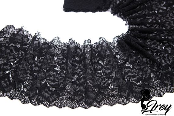 03-266 ОПТ Кружево эластичное 23 см, черный 170