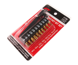 Набор бит 1/4" SL6, PH1-2, TORX, Т10Н-Т40Н с ключом трещоткой 11 предметов JTC