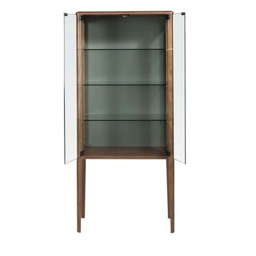 Высокий буфет 3292 из закаленного стекла и орехового дерева с подсветкой