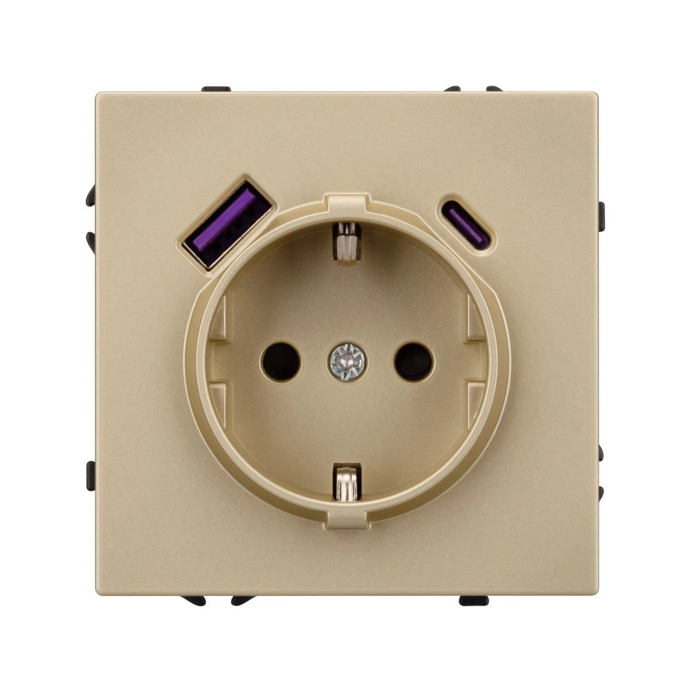 Механизм розетки с USB зарядкой SCT-NOBE-MUAC-SFPL-GD (230V, 16A) (Arlight, Золотой песок) 054286
